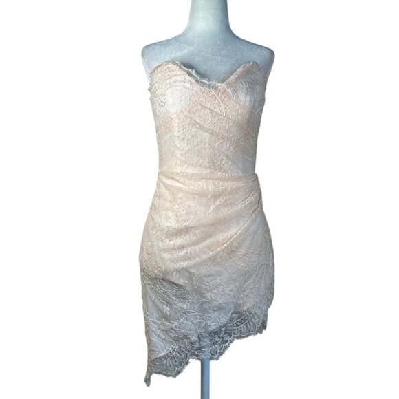 NBD Rosha Mini Dress in Blush Pink Small New Womens Lace Strapless - Picture 4 of 11